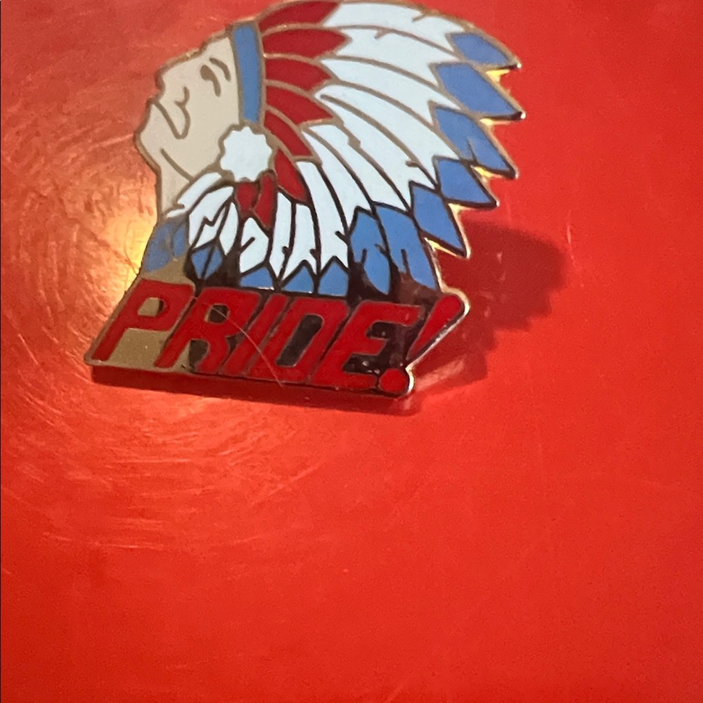 Pride Enamel Pin with Red and Blue Design